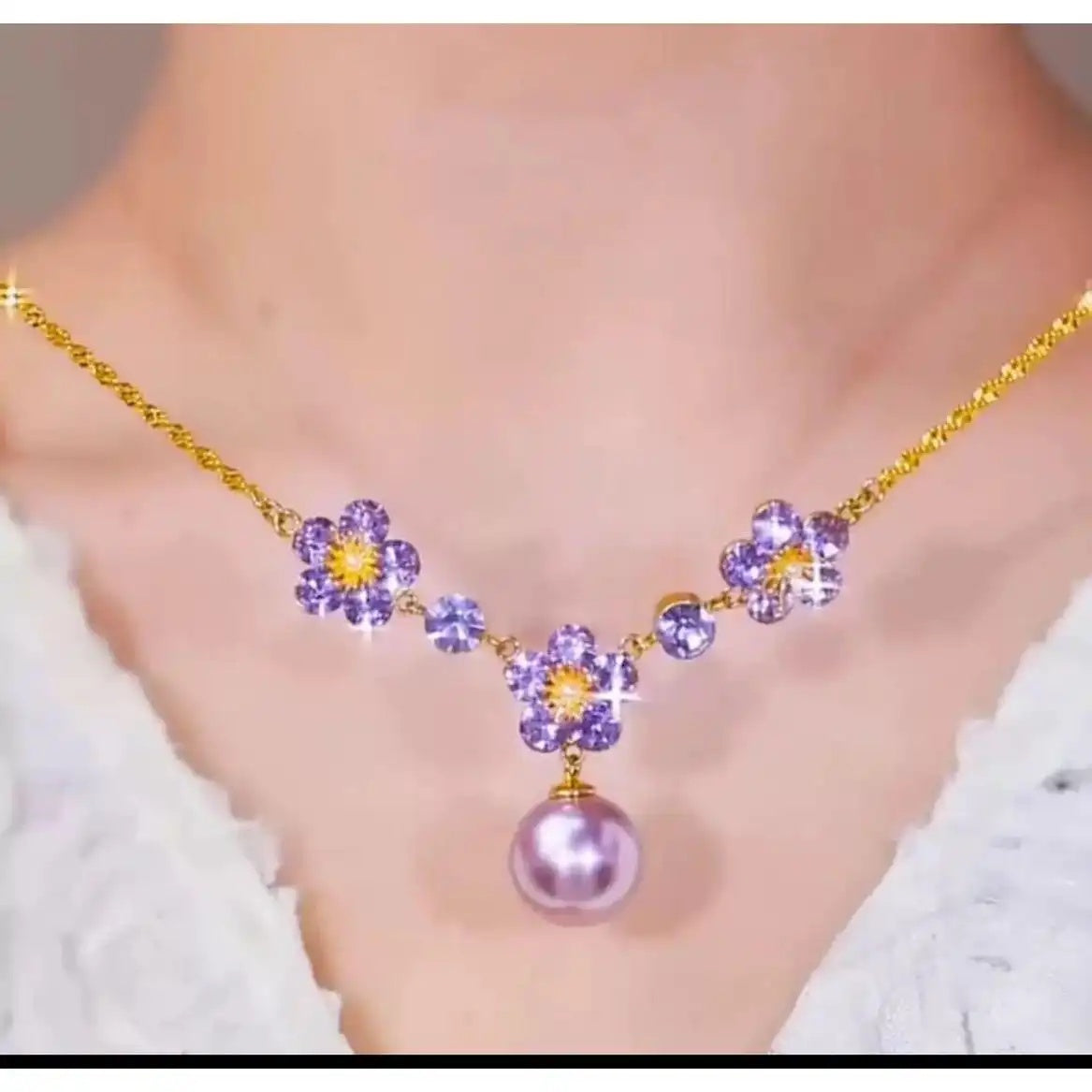 French Violet Crystal Necklace