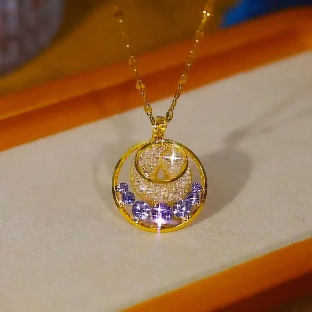 French Violet Donut Pendant Necklace