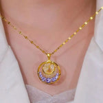 French Violet Donut Pendant Necklace