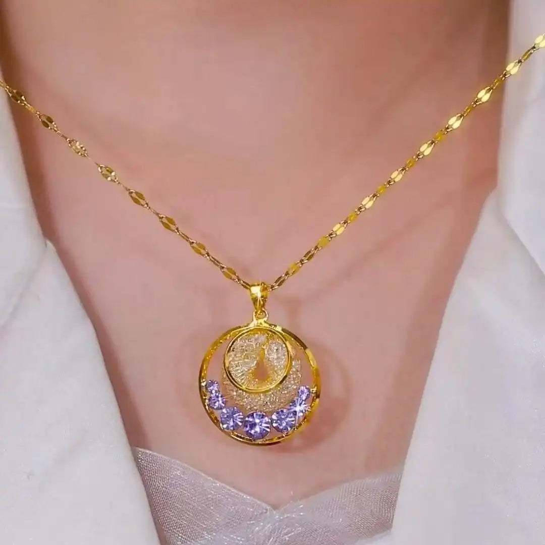 French Violet Donut Pendant Necklace