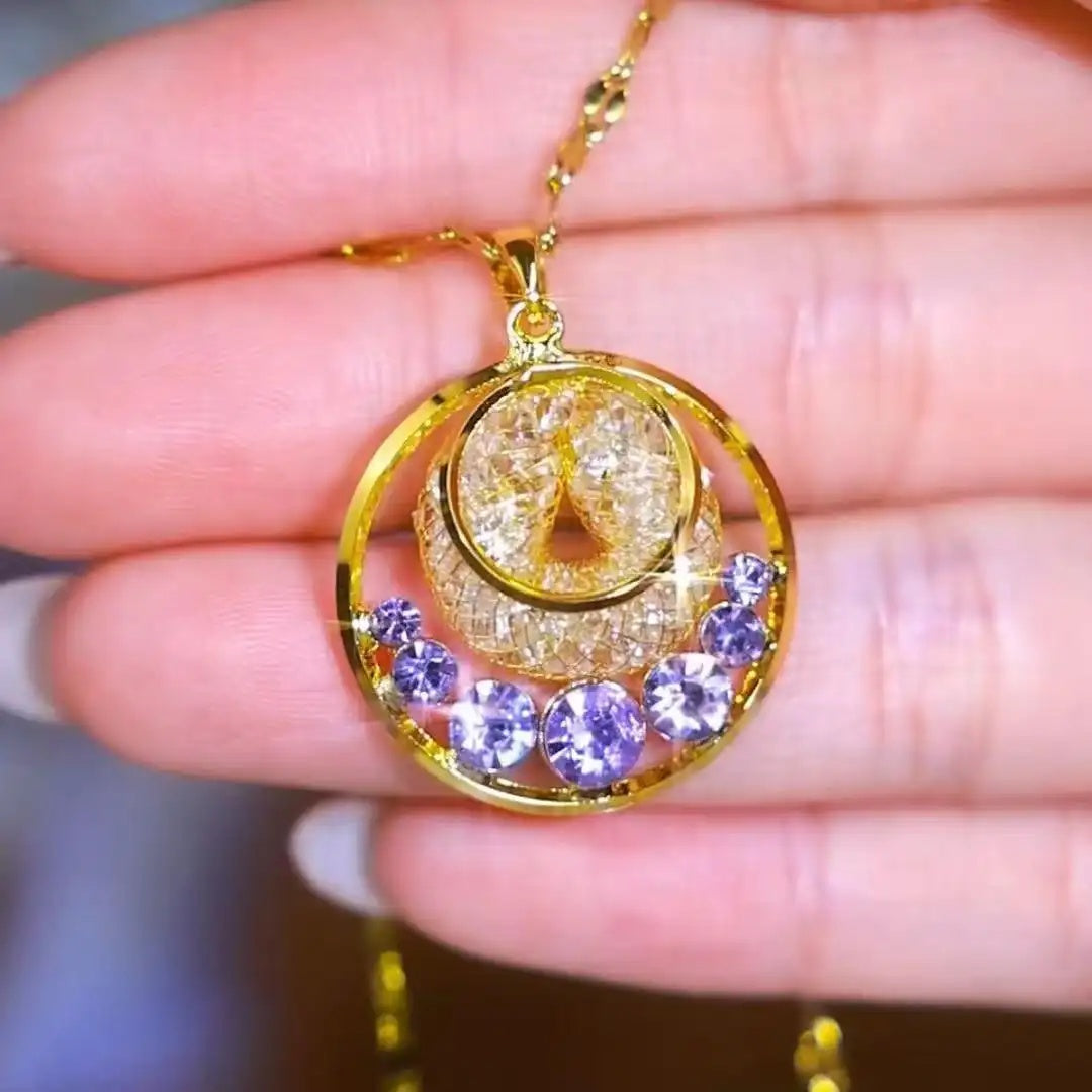 French Violet Donut Pendant Necklace