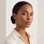 French White Rose Crystal Date Drop Earrings