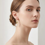 French White Rose Crystal Date Drop Earrings