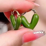 Fruit Green Spring Summer Heart Hoop Earrings