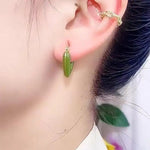 Fruit Green Spring Summer Heart Hoop Earrings