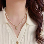 Gentle Crystal Bear Pearl Collar Necklace