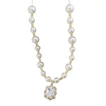 Gentle Crystal Lace Square Diamond Necklace