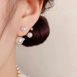 Gentle Crystal Pearl Front Back Earrings
