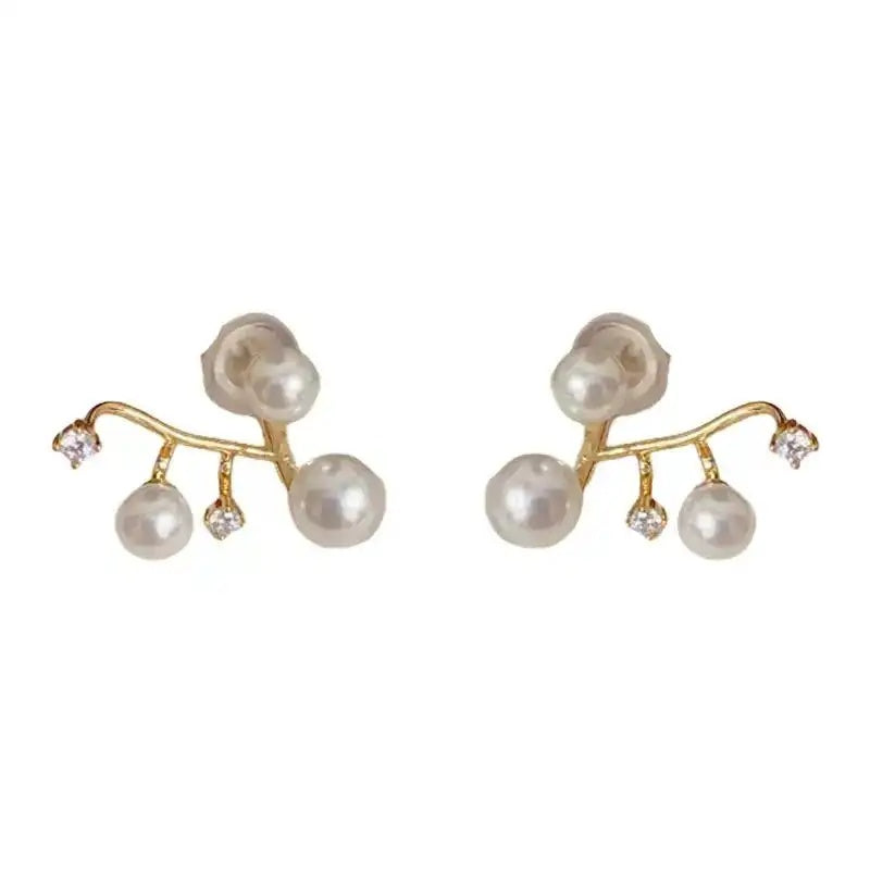 Gentle Crystal Pearl Front Back Earrings