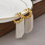 Geometric Chain Tassel Drop Earrings