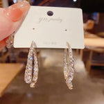 Geometric Cross Needle Crystal Stud Earrings