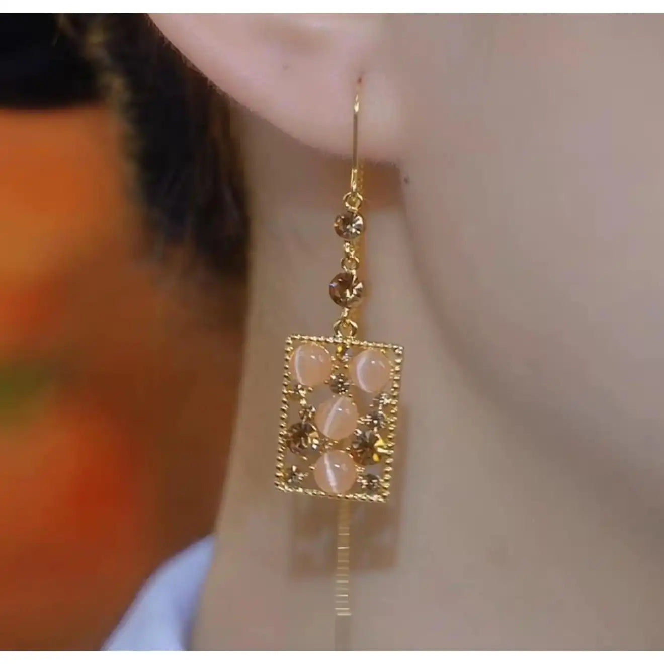 Geometric Crystal Drop Earrings