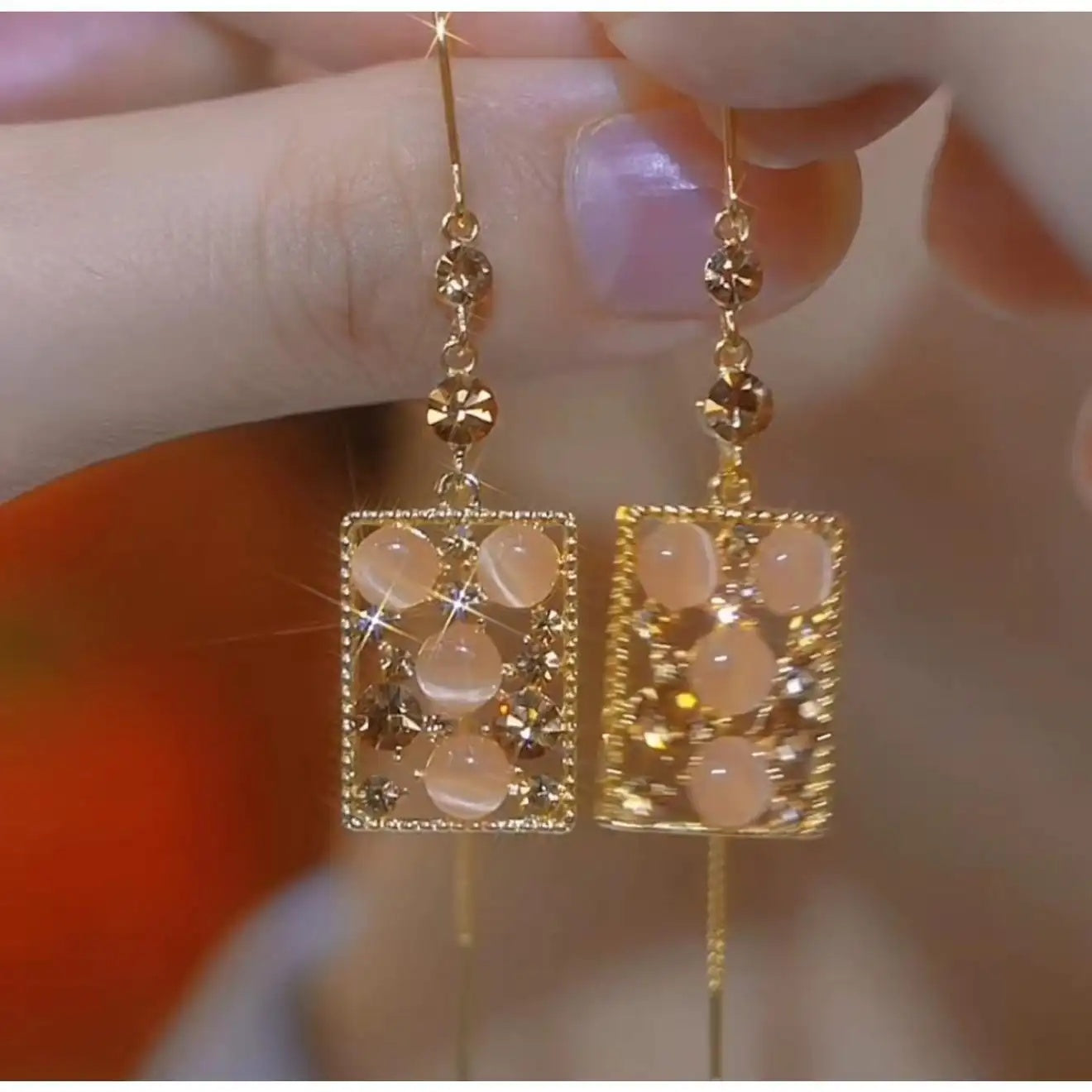 Geometric Crystal Drop Earrings