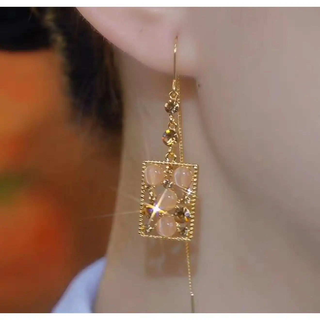Geometric Crystal Drop Earrings