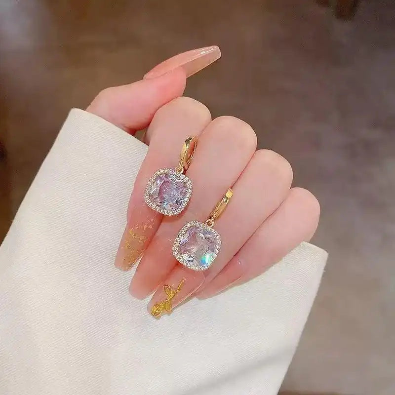 Geometric Crystal Gemstone Stud Earrings