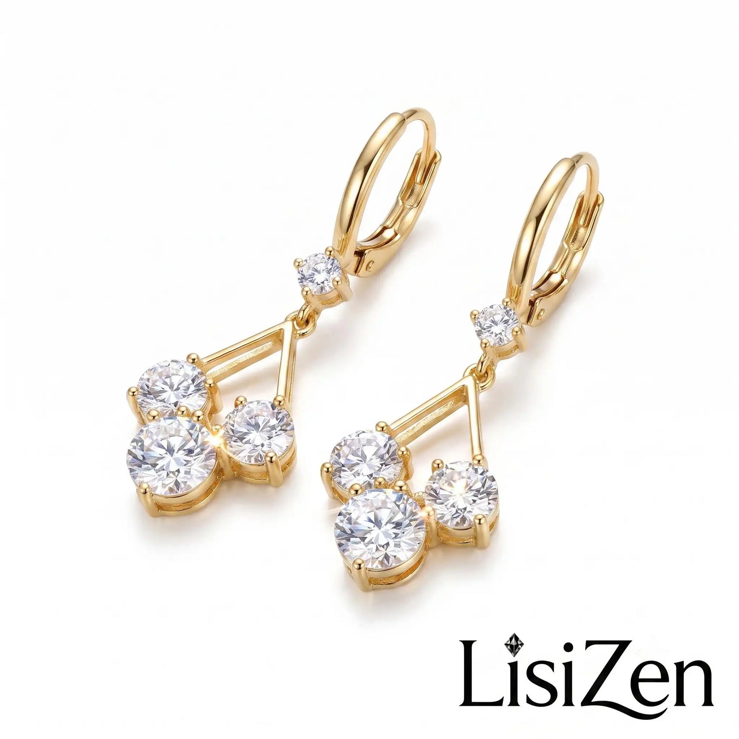 Geometric Crystal Teardrop Drop Earrings