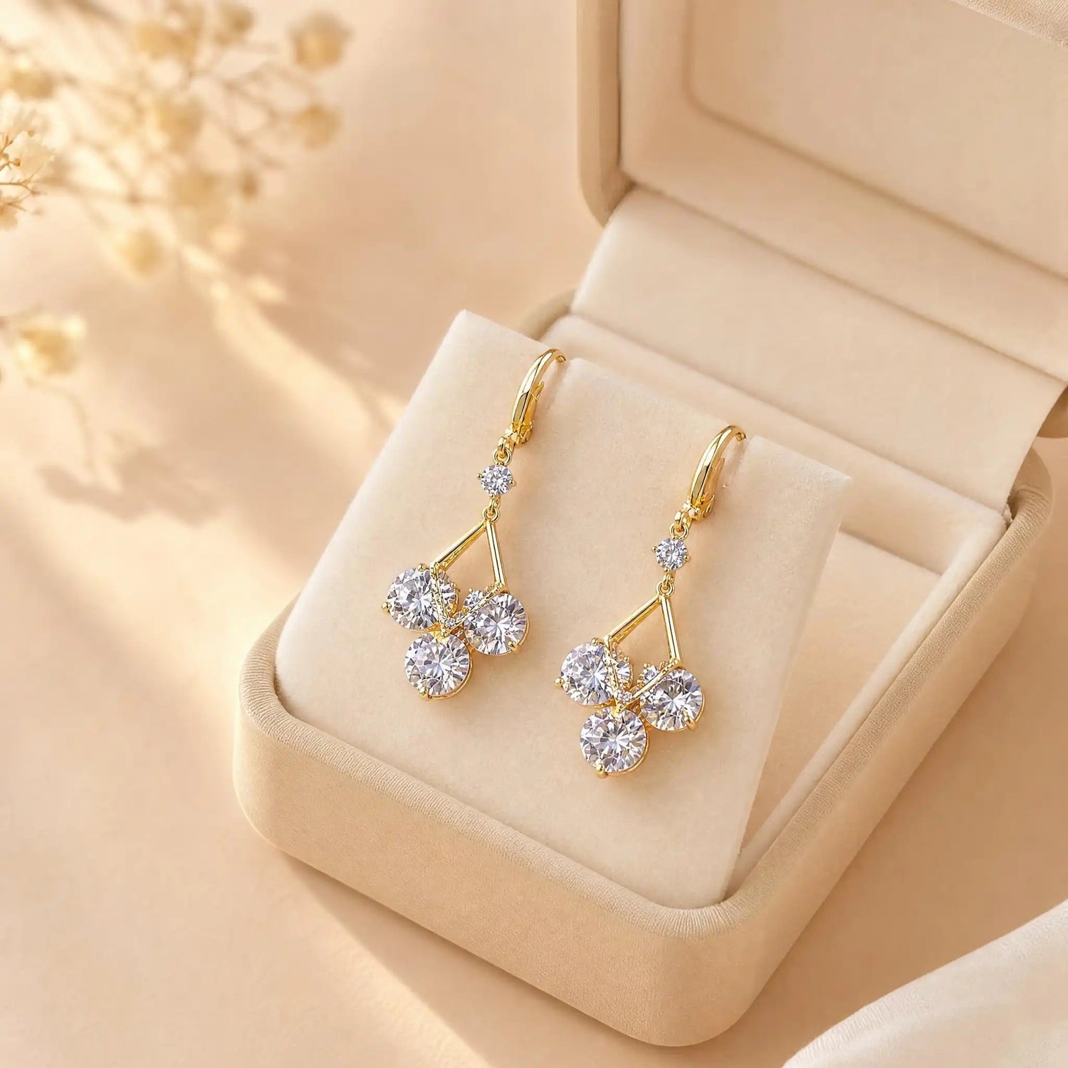 Geometric Crystal Teardrop Drop Earrings