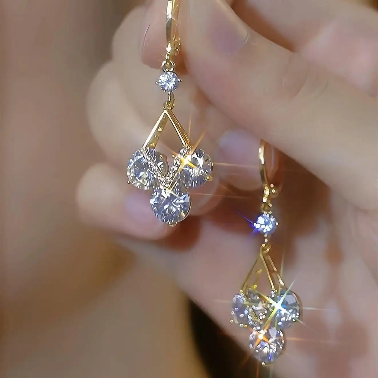Geometric Crystal Teardrop Drop Earrings