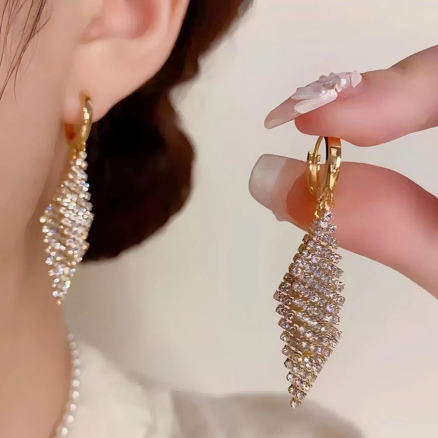 Geometric Diamond Double-Rhombus Drop Earrings