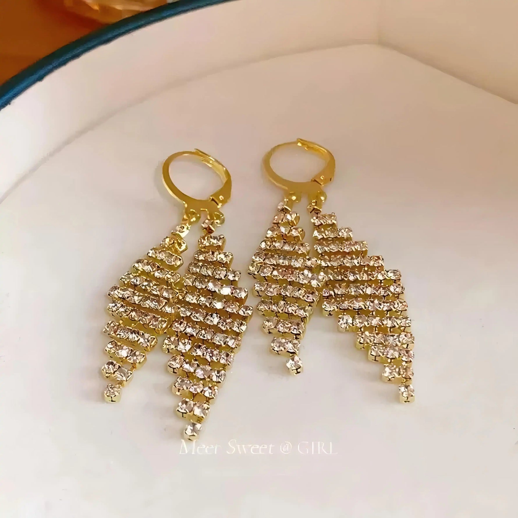 Geometric Diamond Double-Rhombus Drop Earrings