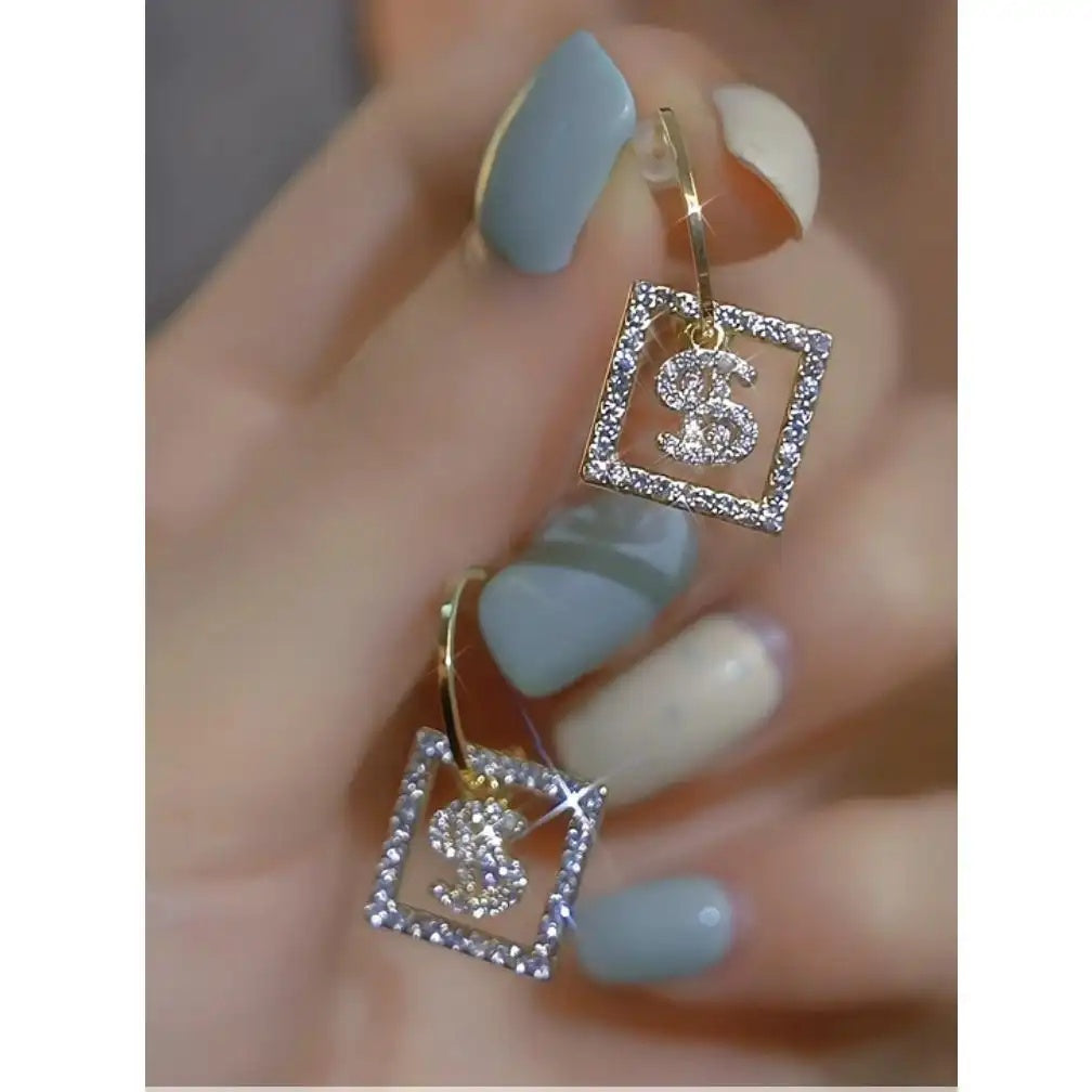 Geometric Diamond Ear Buckles Drop Earrings