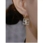 Geometric Diamond Ear Buckles Drop Earrings
