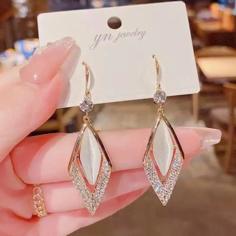 Geometric Diamond Korean Drop Earrings