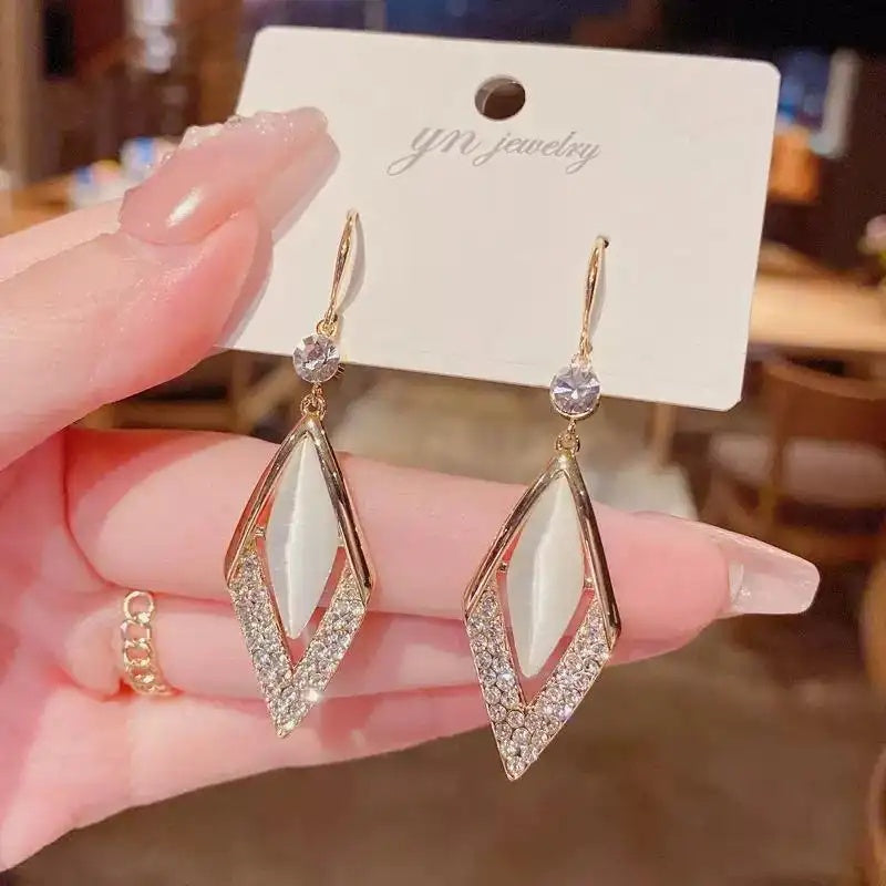 Geometric Diamond Korean Drop Earrings