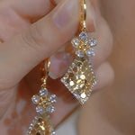 Geometric Diamond Shaped Sequin Tassel Drop Earrings