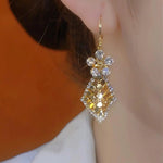Geometric Diamond Shaped Sequin Tassel Drop Earrings