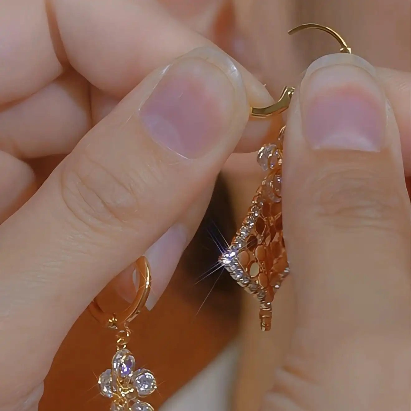 Geometric Diamond Shaped Sequin Tassel Drop Earrings