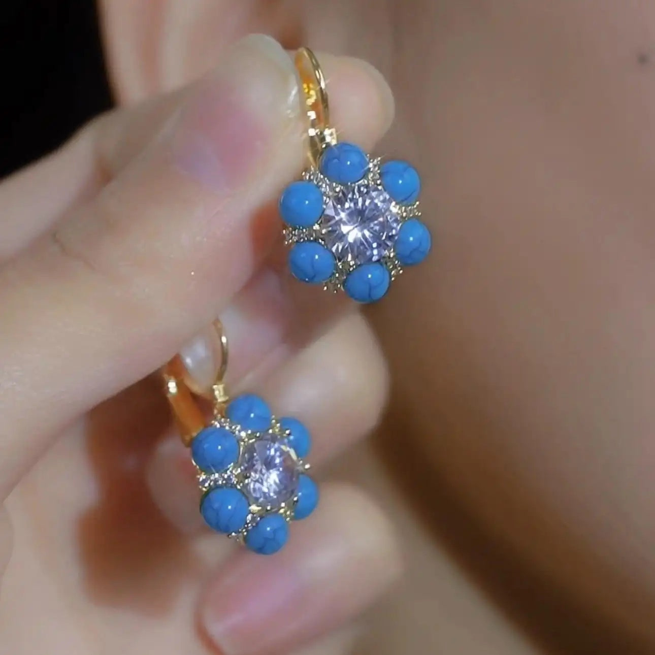 Geometric Floral Stud Earrings