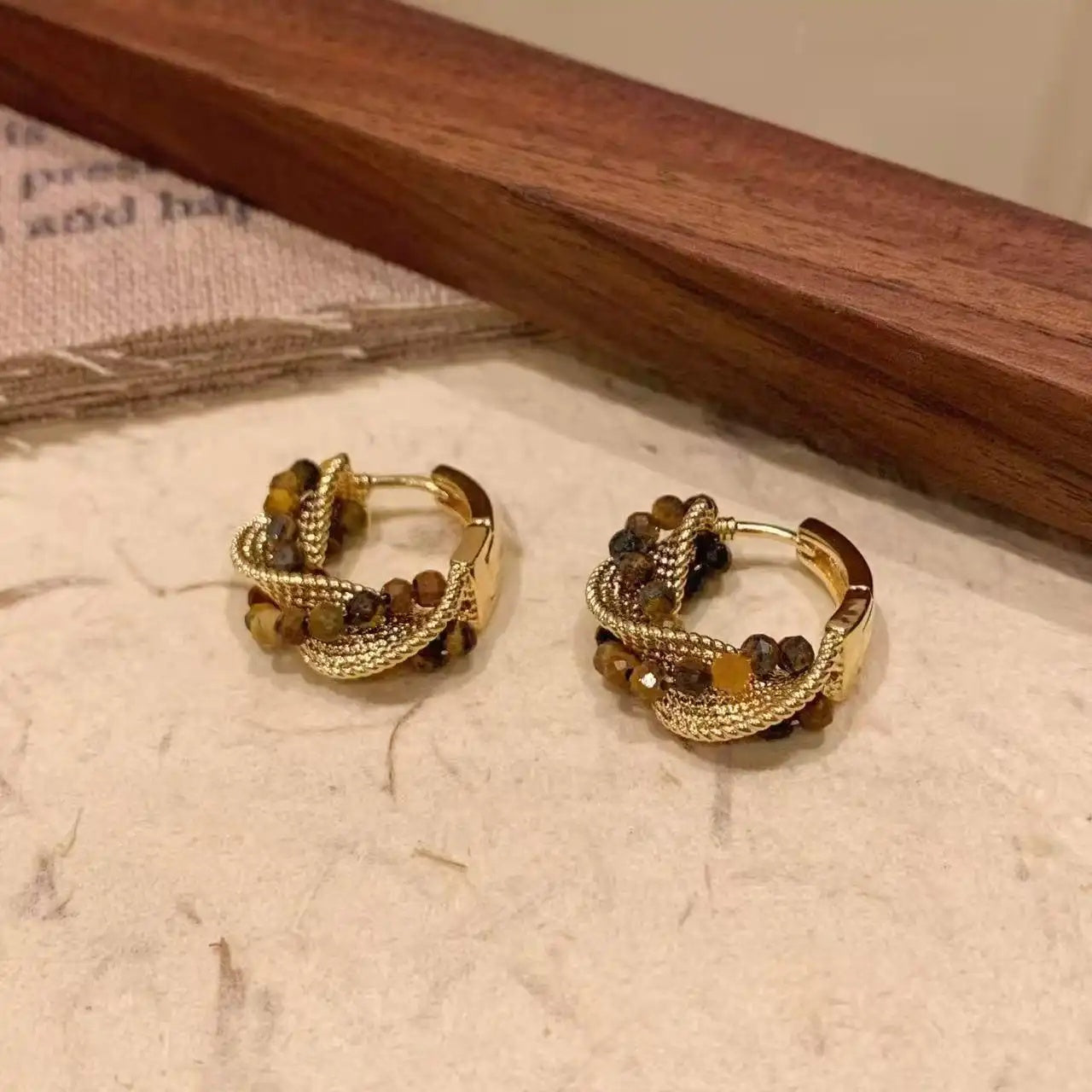 Geometric Gold Rope Knot Earrings