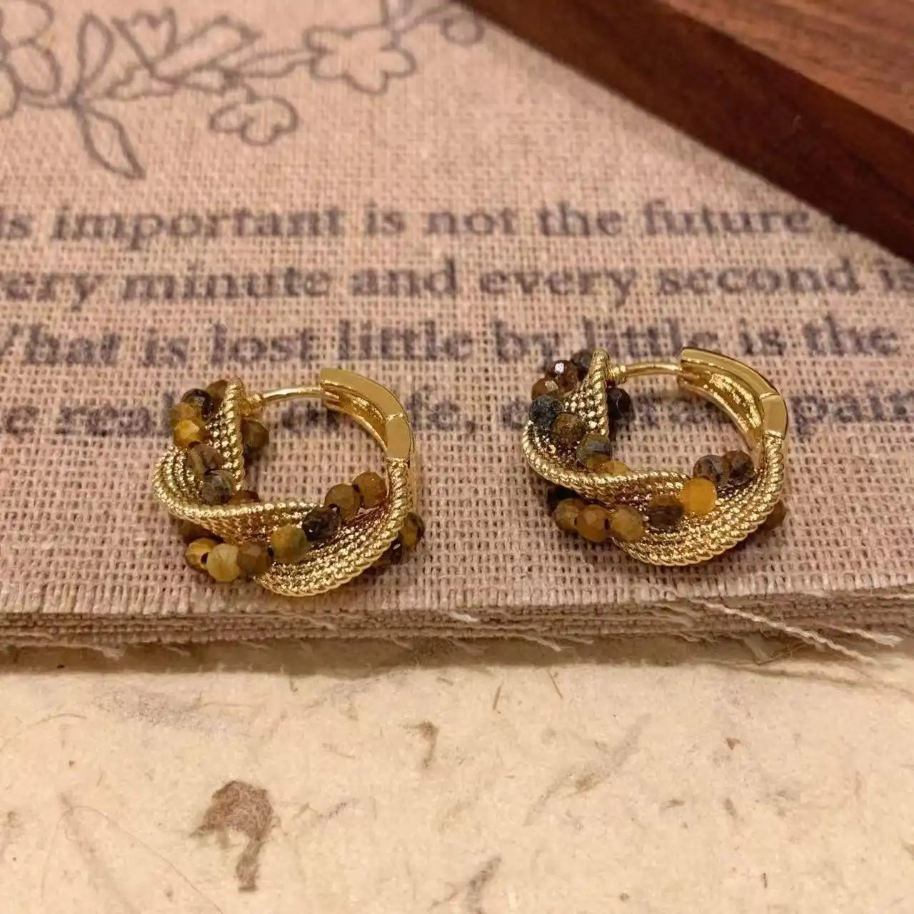 Geometric Gold Rope Knot Earrings