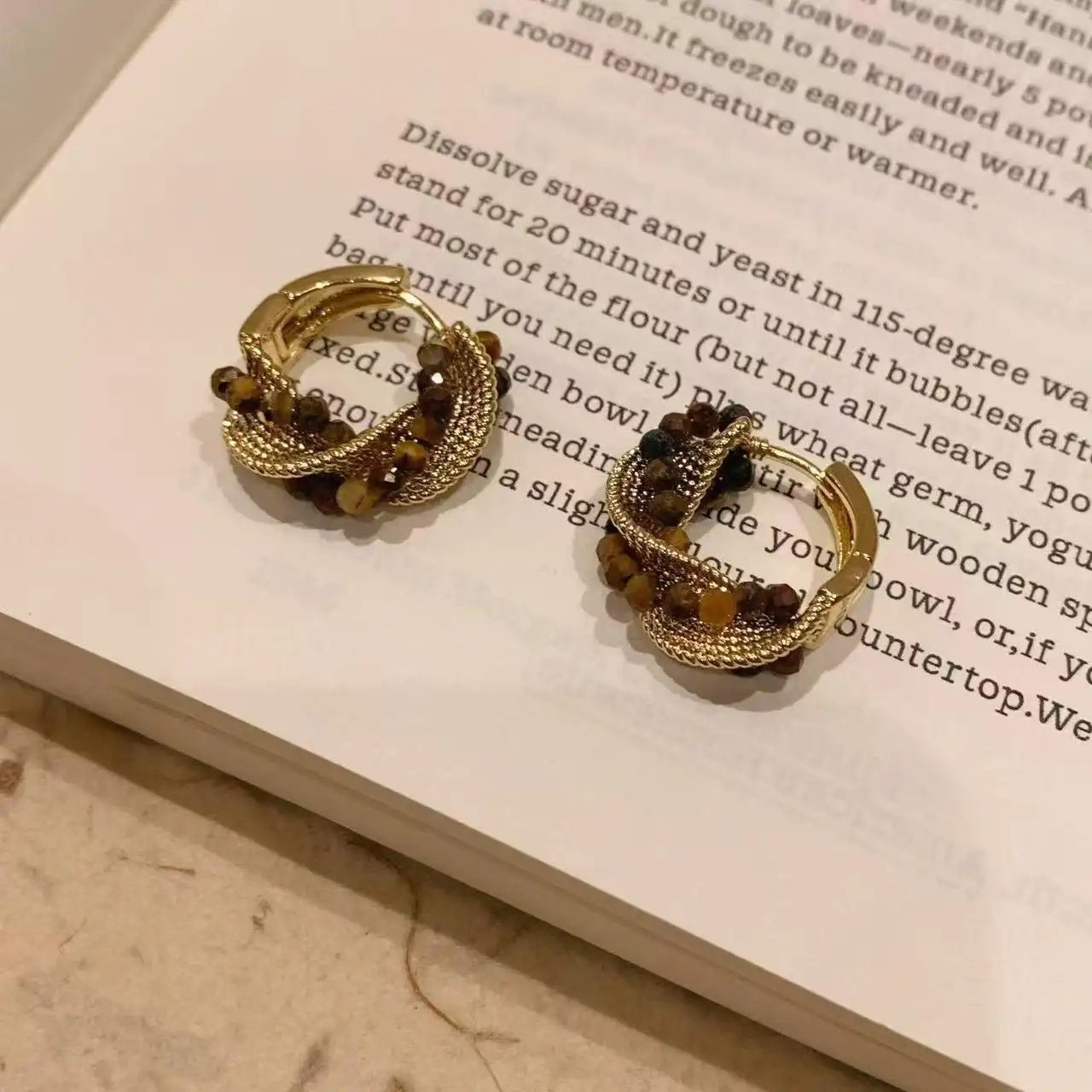 Geometric Gold Rope Knot Earrings