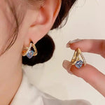 Geometric Heart Crystal Ear Buckles Earrings