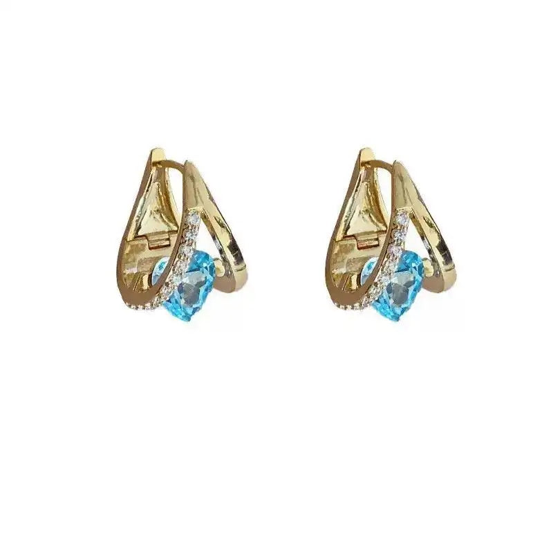 Geometric Heart Crystal Ear Buckles Earrings