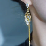 Geometric Long Tassel Drop Earrings