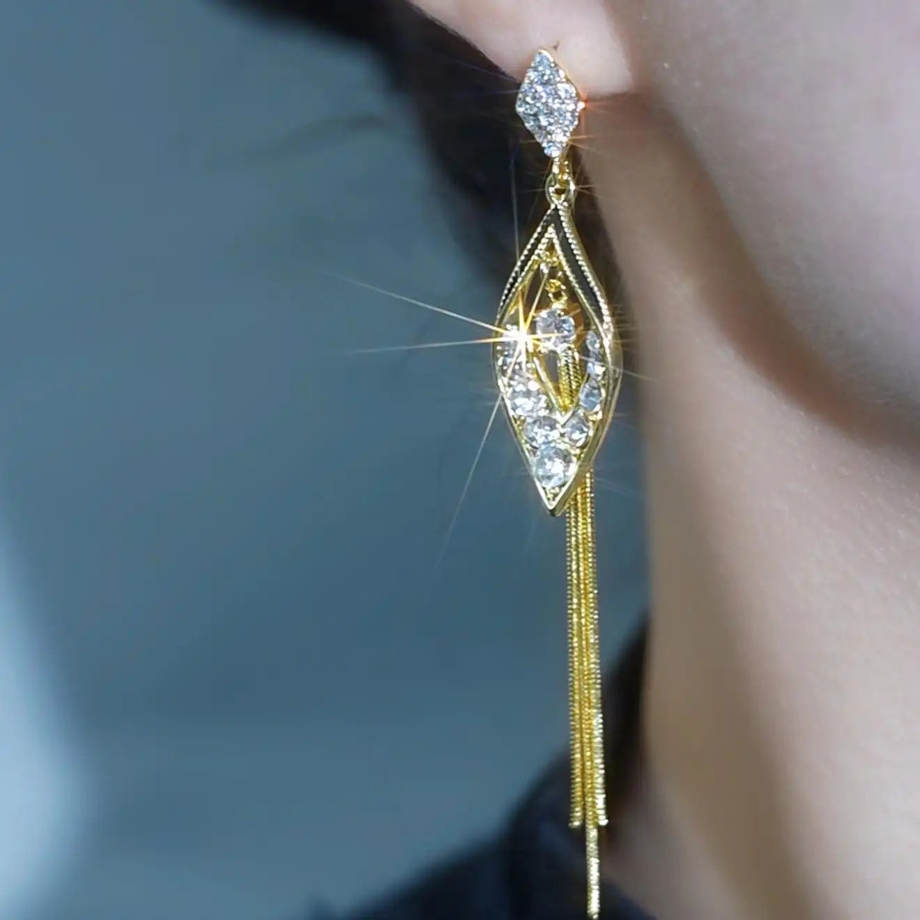 Geometric Long Tassel Drop Earrings