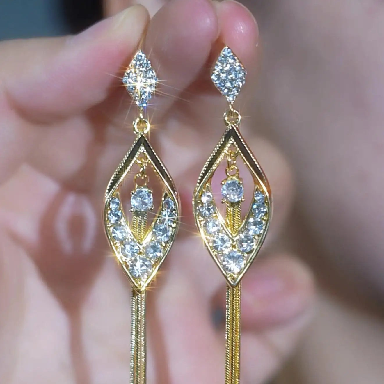 Geometric Long Tassel Drop Earrings