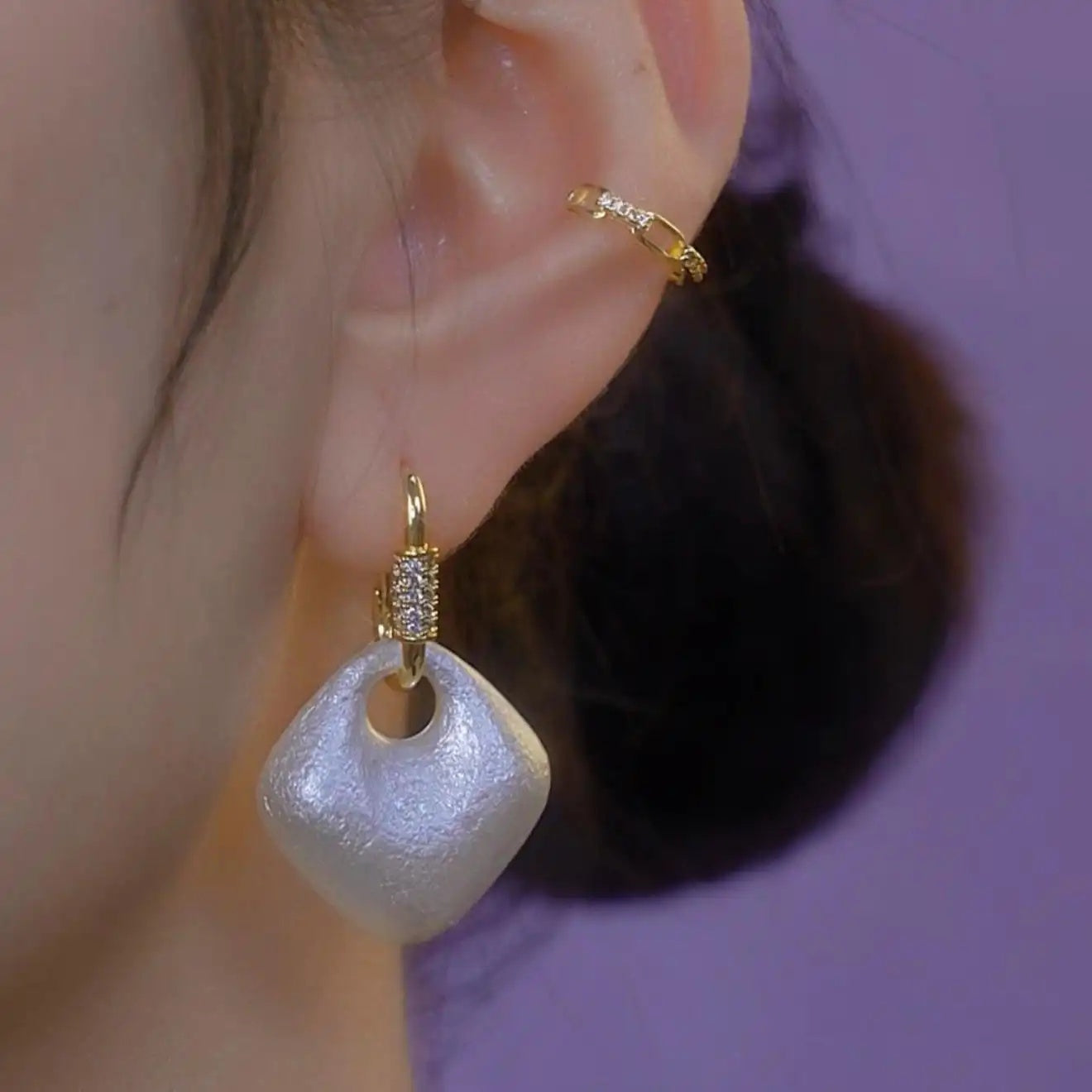 Geometric Metal Brushed Irregular Earrings