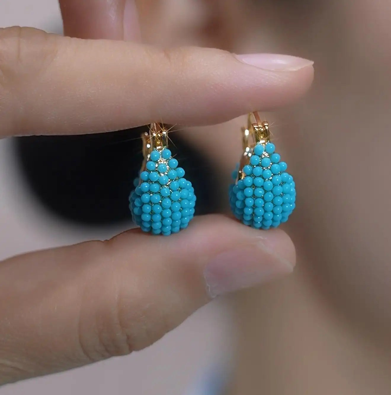 Geometric Oval Stud Earrings