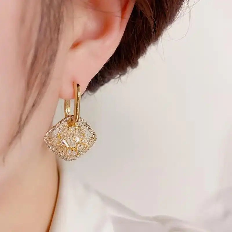 Geometric Rhombus Crystal Earrings