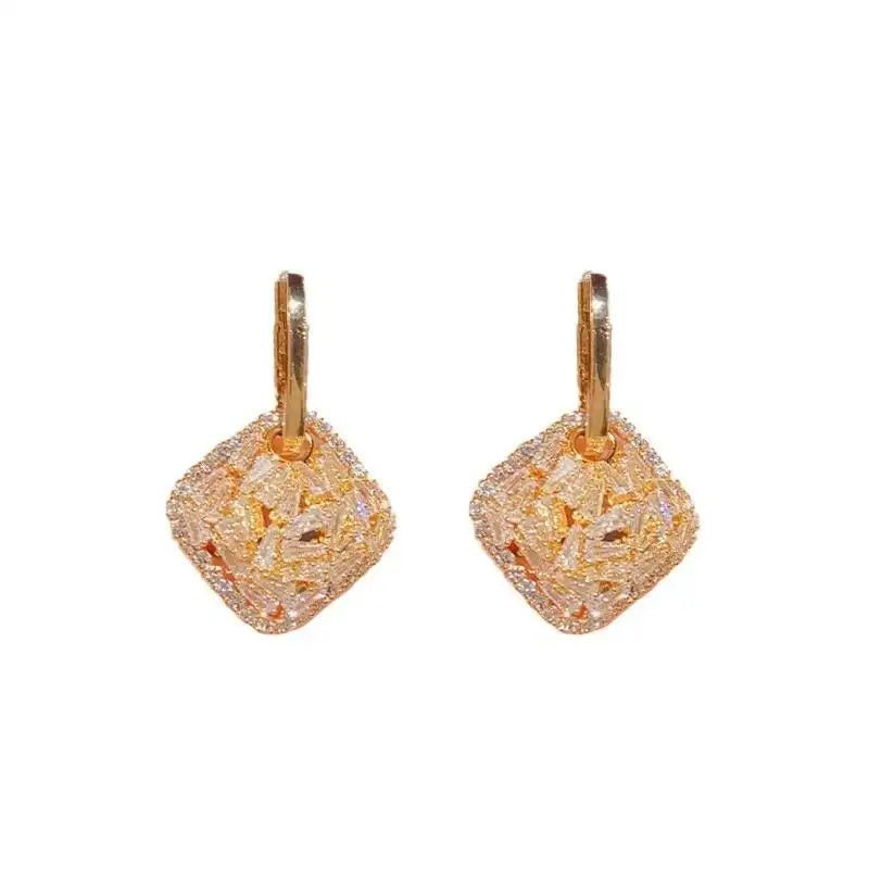 Geometric Rhombus Crystal Earrings