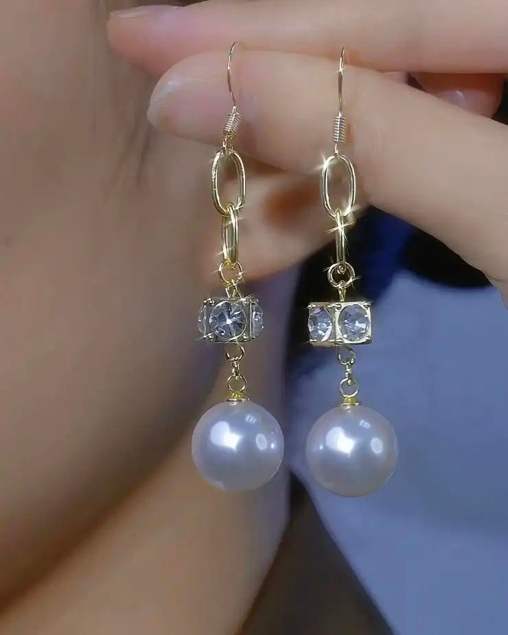 Geometric Square Bead Hoop Earrings