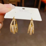 Geometric Square Crystal Clip-On Stud Earrings