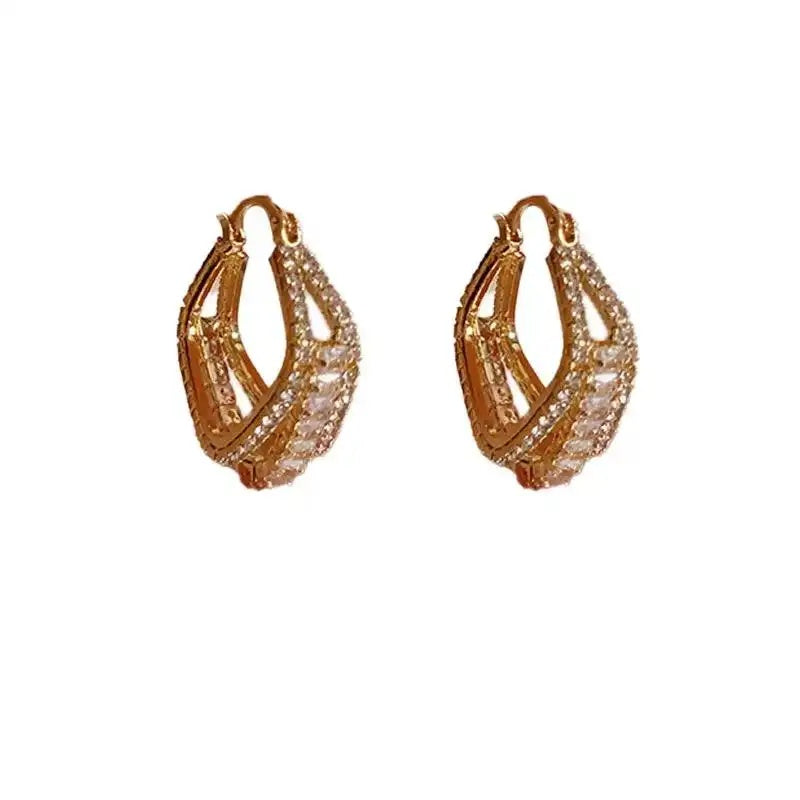 Geometric Square Crystal Clip-On Stud Earrings