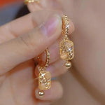 Geometric Square Micro Inlay Crystal Drop Earrings
