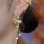Geometric Tassel Drop Earrings