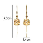 Geometric Tassel Long Crystal Drop Earrings